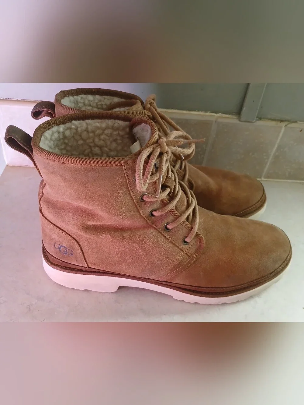 UGG Harkland Waterproof Chestnut men's boots, suede upper size 9